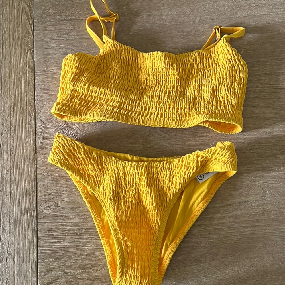 Yellow Textured Bikini